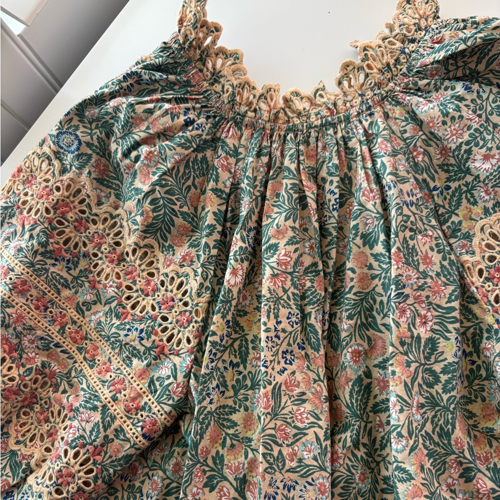 Ulla Johnson Lorna Floral Print Poplin Embroidered Blouse 00 - Picture 3 of 9